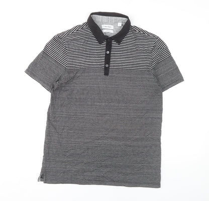 Calvin Klein Men's Black Striped Polo Shirt L