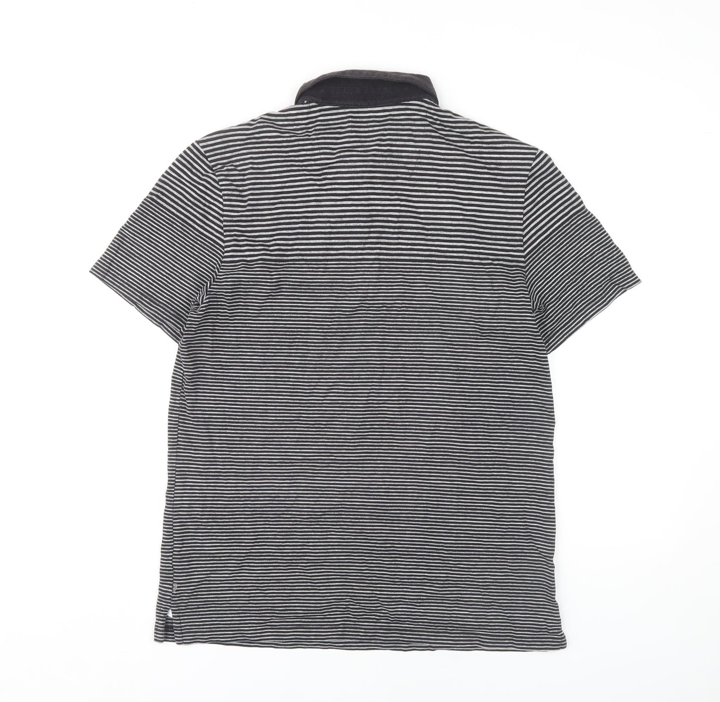 Calvin Klein Men's Black Striped Polo Shirt L