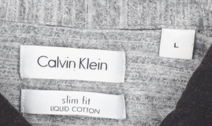 Calvin Klein Men's Black Striped Polo Shirt L