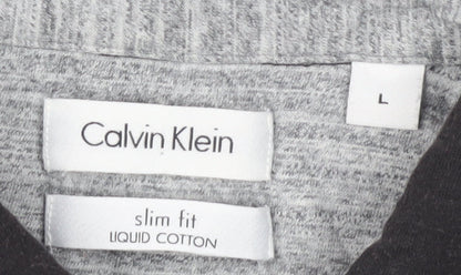 Calvin Klein Men's Black Striped Polo Shirt L