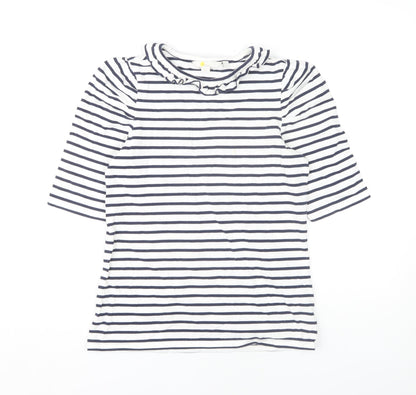 Boden Women's White Striped 3/4 Sleeve Top, Size 8