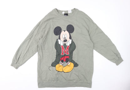 H&M Green Disney Mickey Mouse Women's Pullover Sweatshirt, Size 12
