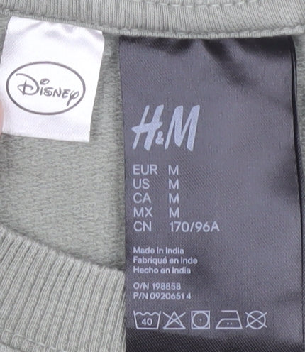 H&M Green Disney Mickey Mouse Women's Pullover Sweatshirt, Size 12