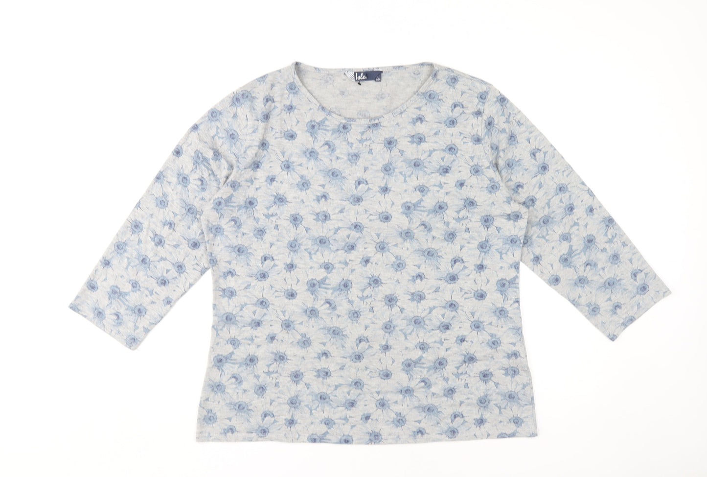 Isle Women's Blue Floral 3/4 Sleeve T-Shirt Size 18-20