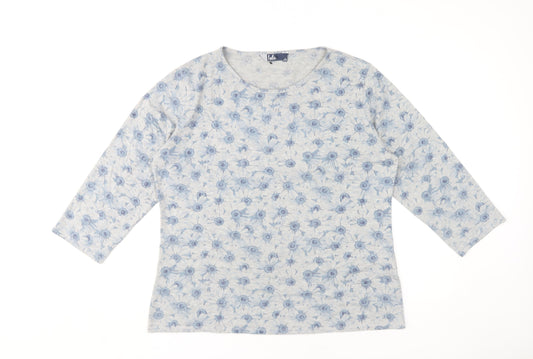 Isle Women's Blue Floral 3/4 Sleeve T-Shirt Size 18-20