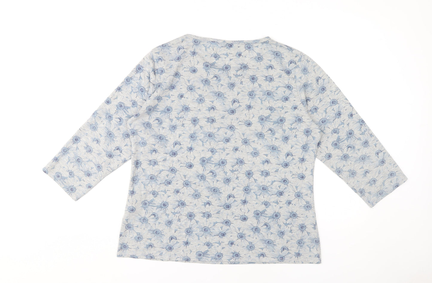 Isle Women's Blue Floral 3/4 Sleeve T-Shirt Size 18-20