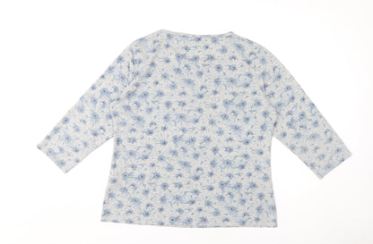 Isle Women's Blue Floral 3/4 Sleeve T-Shirt Size 18-20