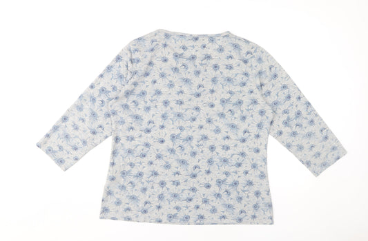 Isle Women's Blue Floral 3/4 Sleeve T-Shirt Size 18-20