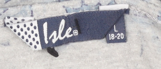 Isle Women's Blue Floral 3/4 Sleeve T-Shirt Size 18-20