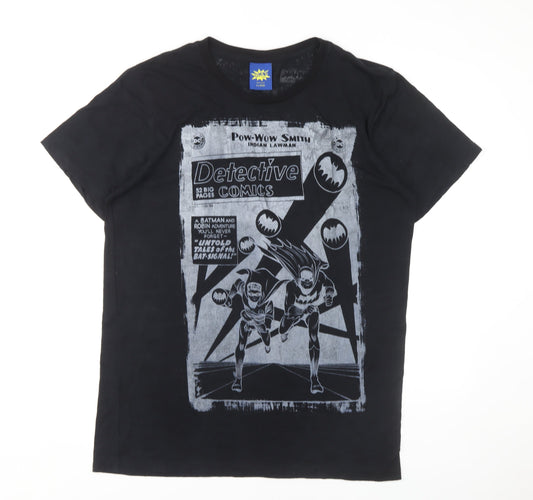 Front view of Cement Power unisex black comic t-shirt xl