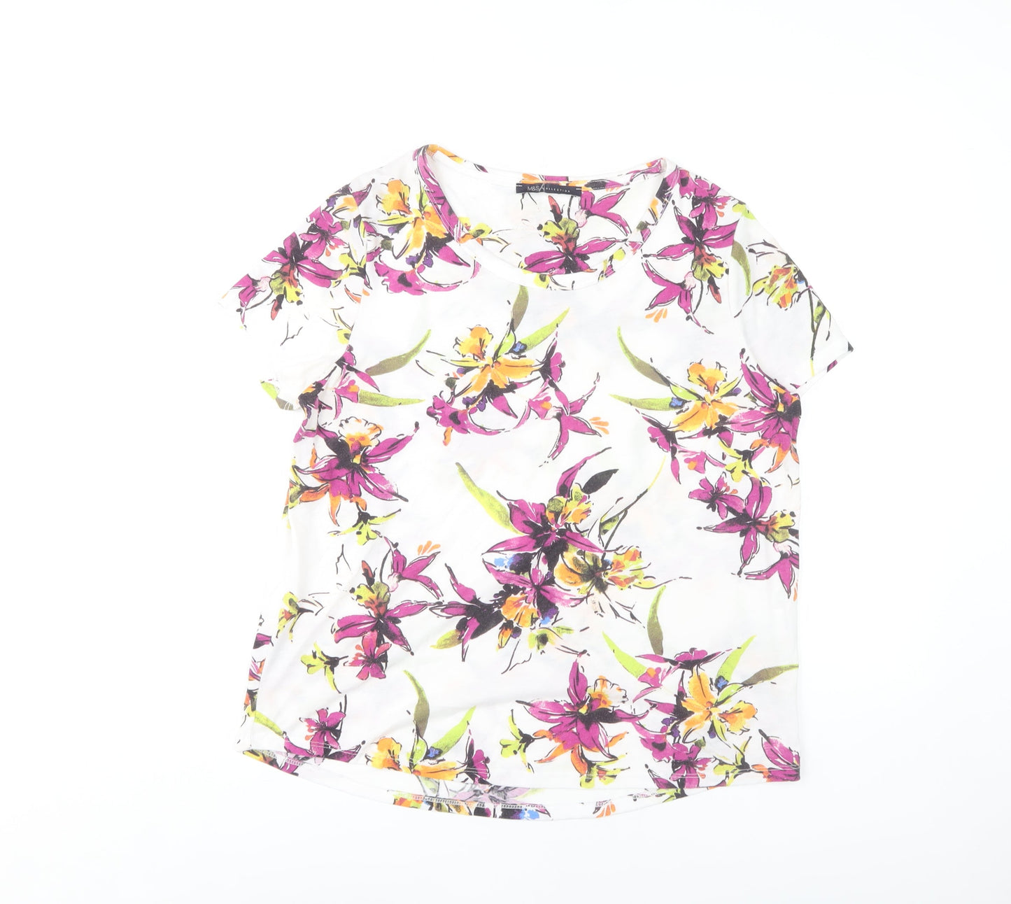 Womens UK Size 14 Marks and Spencer Multicoloured Basic T-Shirt