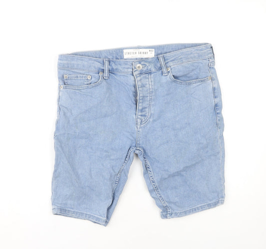 Topman Men's Blue Slim Denim Shorts Size 32