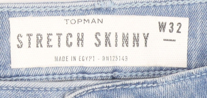 Topman Men's Blue Slim Denim Shorts Size 32