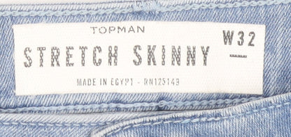 Topman Men's Blue Slim Denim Shorts Size 32