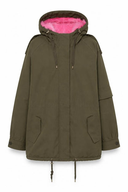 Ky Création Women's Green Parka L Hooded