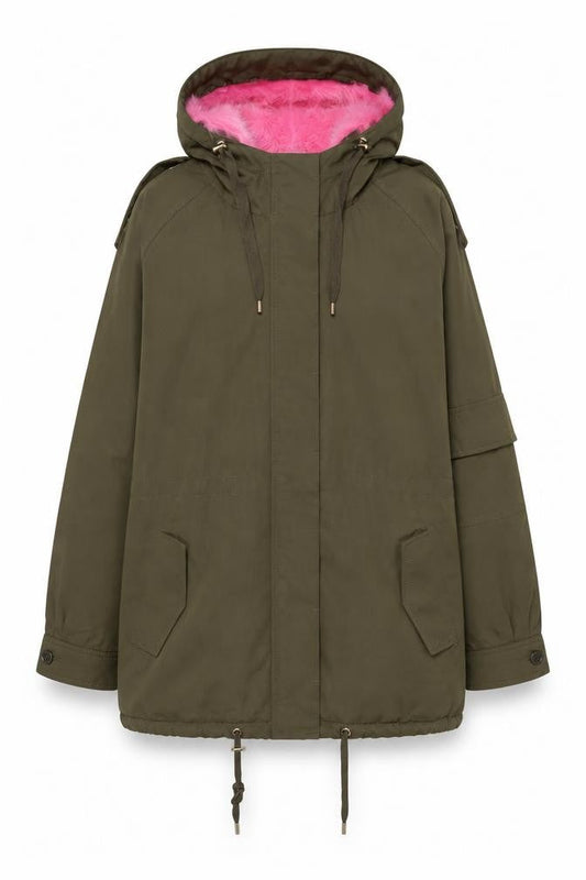 Ky Création Women's Green Parka L Hooded
