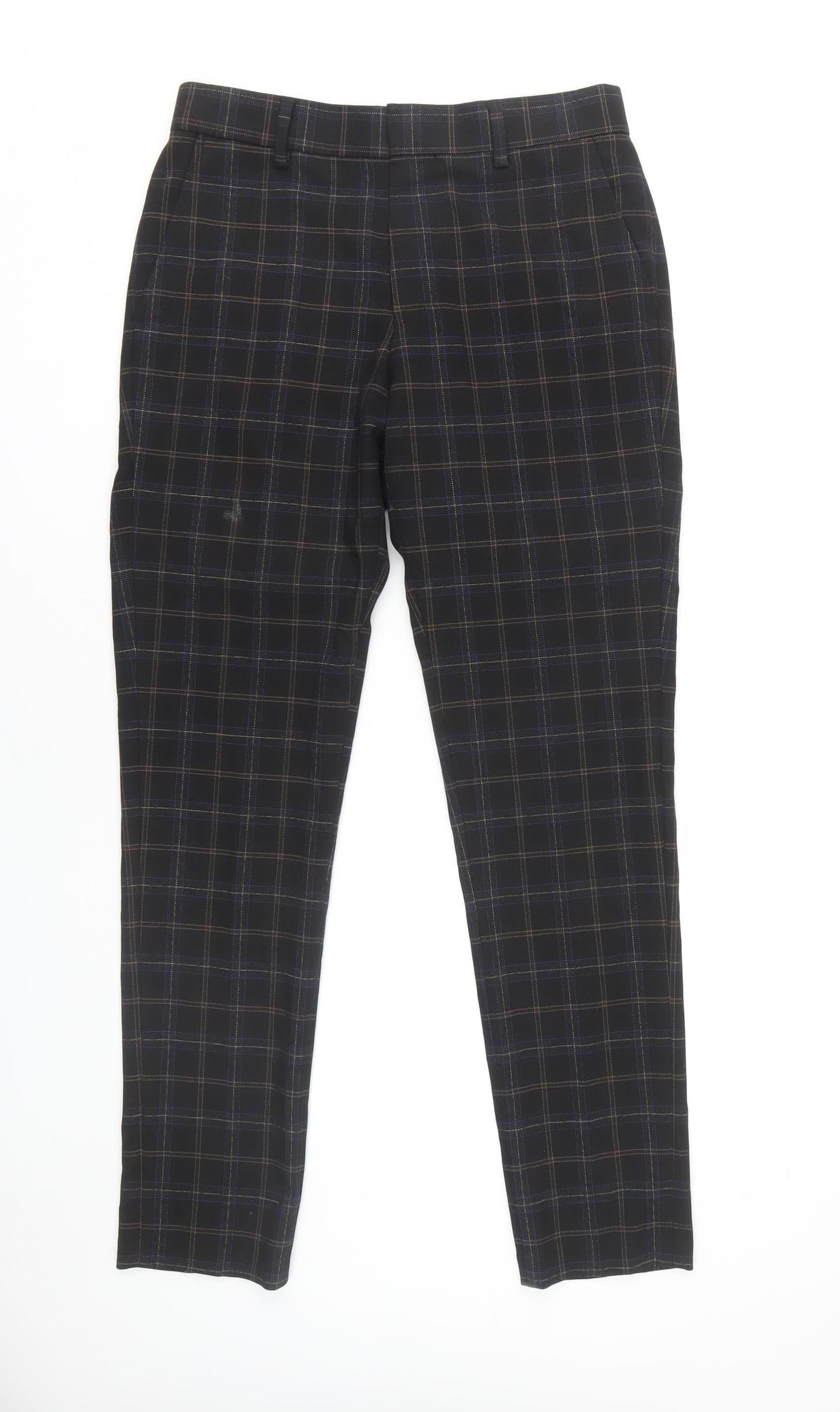 Asos Design Men's Black Check Trousers, Size 30