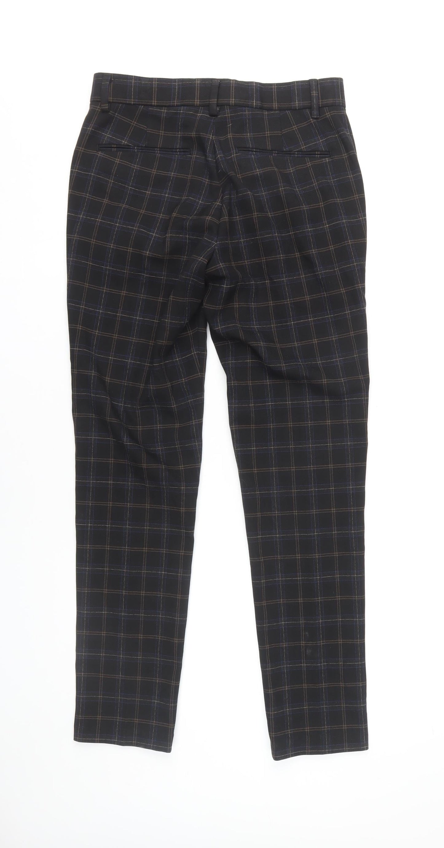 Asos Design Men's Black Check Trousers, Size 30