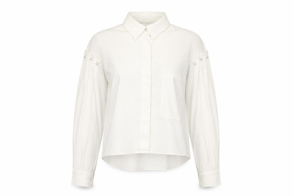 Zara Women White Long Sleeve Blouse Size L