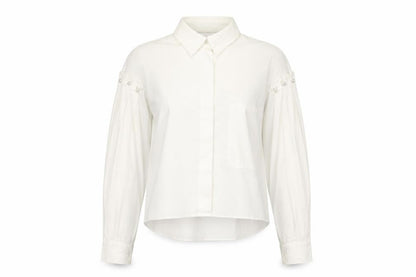 Zara Women White Long Sleeve Blouse Size L