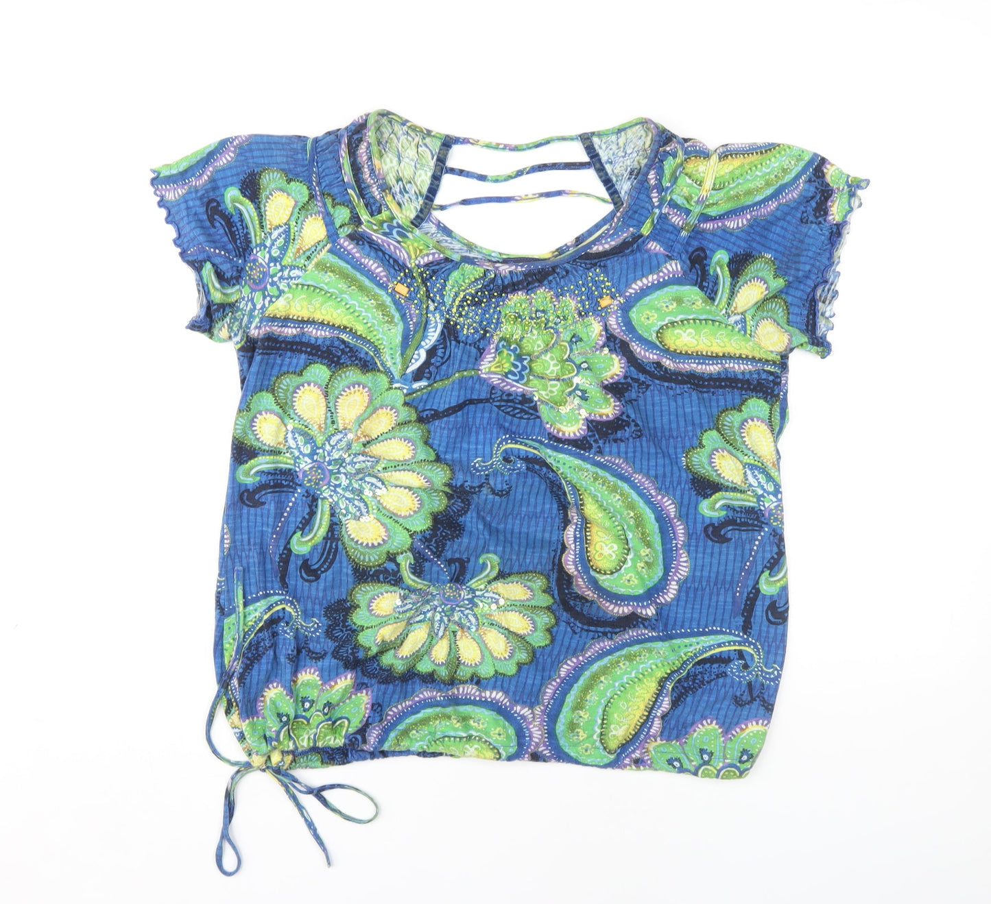 Womens UK Size 8 NEXT Blue Cropped Blouse