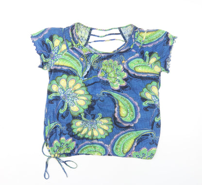 Womens UK Size 8 NEXT Blue Cropped Blouse