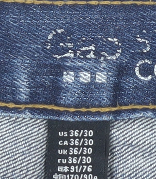 Gap Men's Blue Straight Jeans, Size 36, Distressed Style