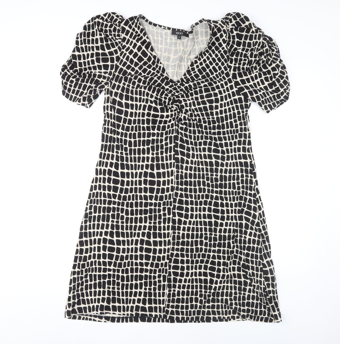 Next Women's Black Puff Sleeve Dress - Size 12