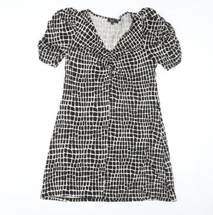 Next Women's Black Puff Sleeve Dress - Size 12