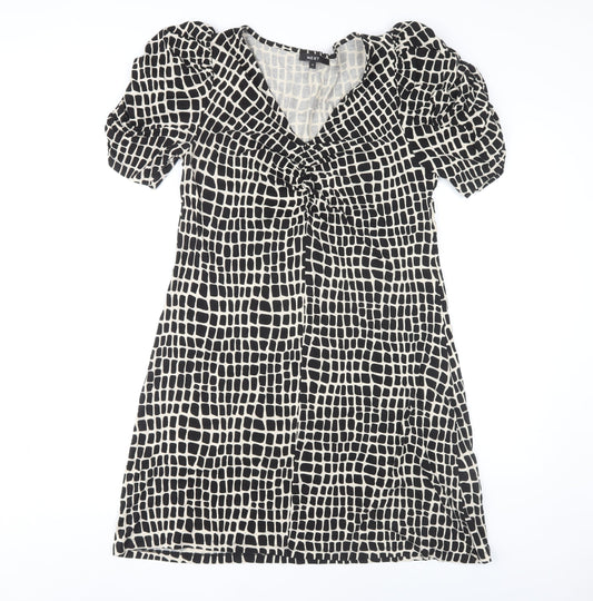 Next Women's Black Puff Sleeve Dress - Size 12