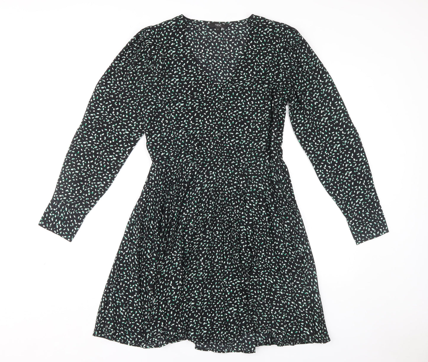 Next Women's Black Dress Size 10 Long Sleeve V-Neck