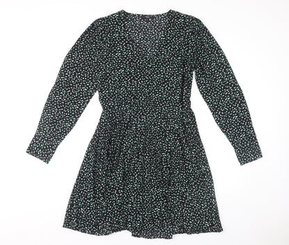 Next Women's Black Dress Size 10 Long Sleeve V-Neck