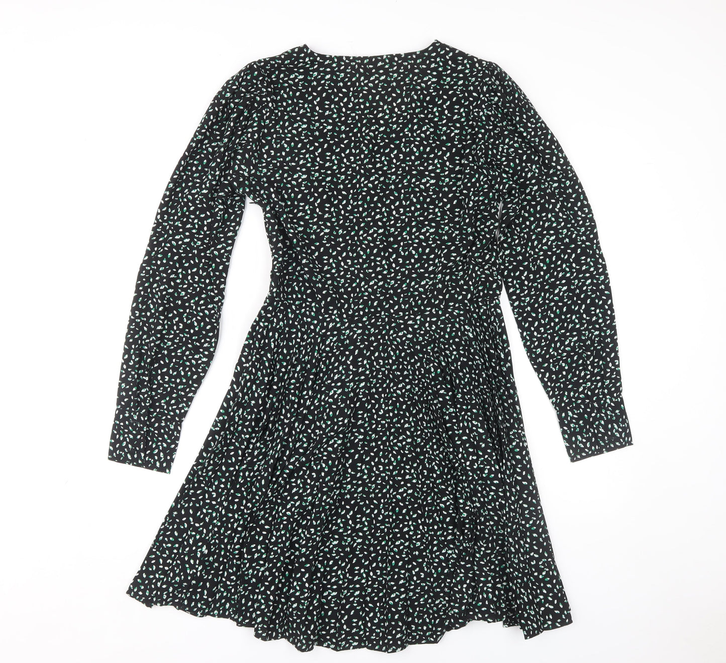 Next Women's Black Dress Size 10 Long Sleeve V-Neck