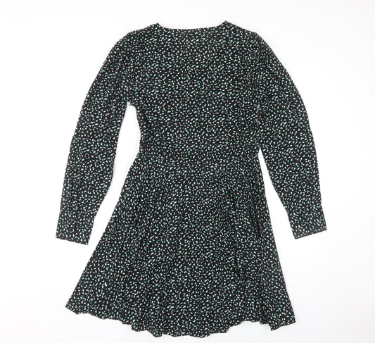 Next Women's Black Dress Size 10 Long Sleeve V-Neck