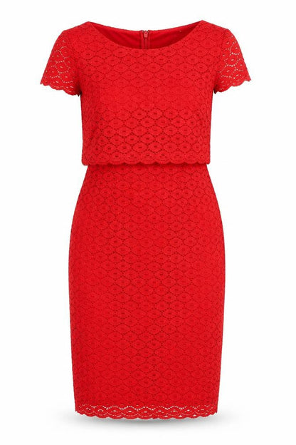 Gina Bacconi Red Lace Sheath Dress UK 10