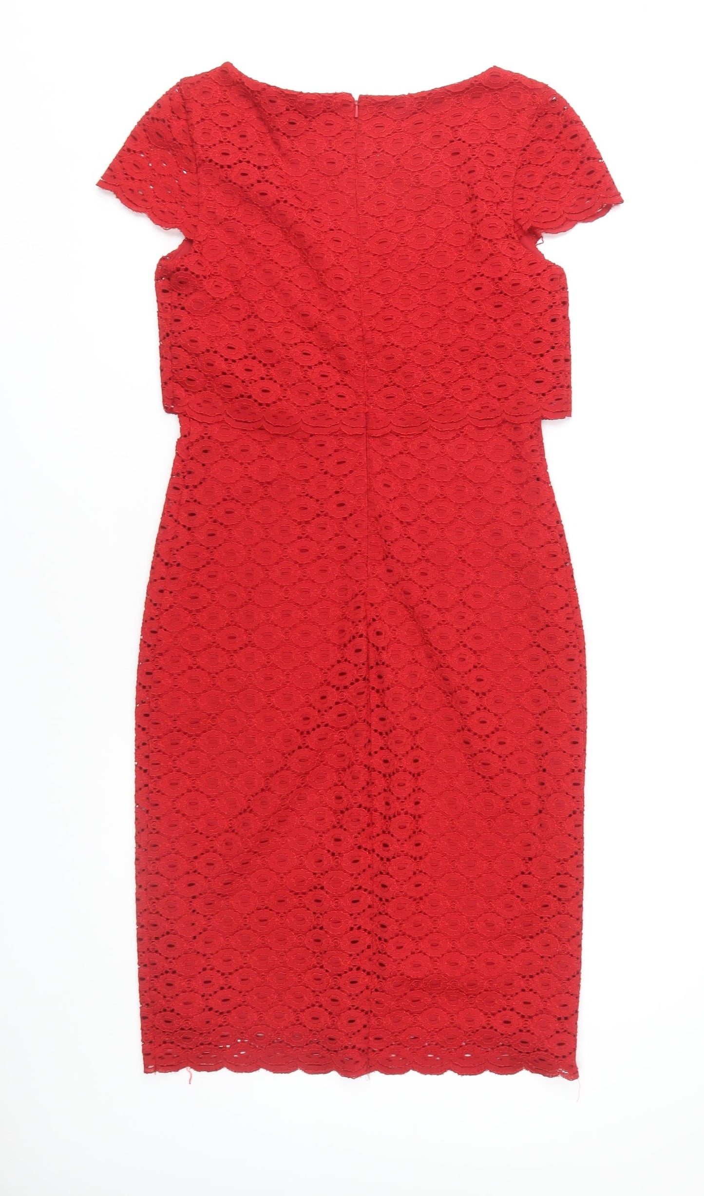 Gina Bacconi Red Lace Sheath Dress UK 10