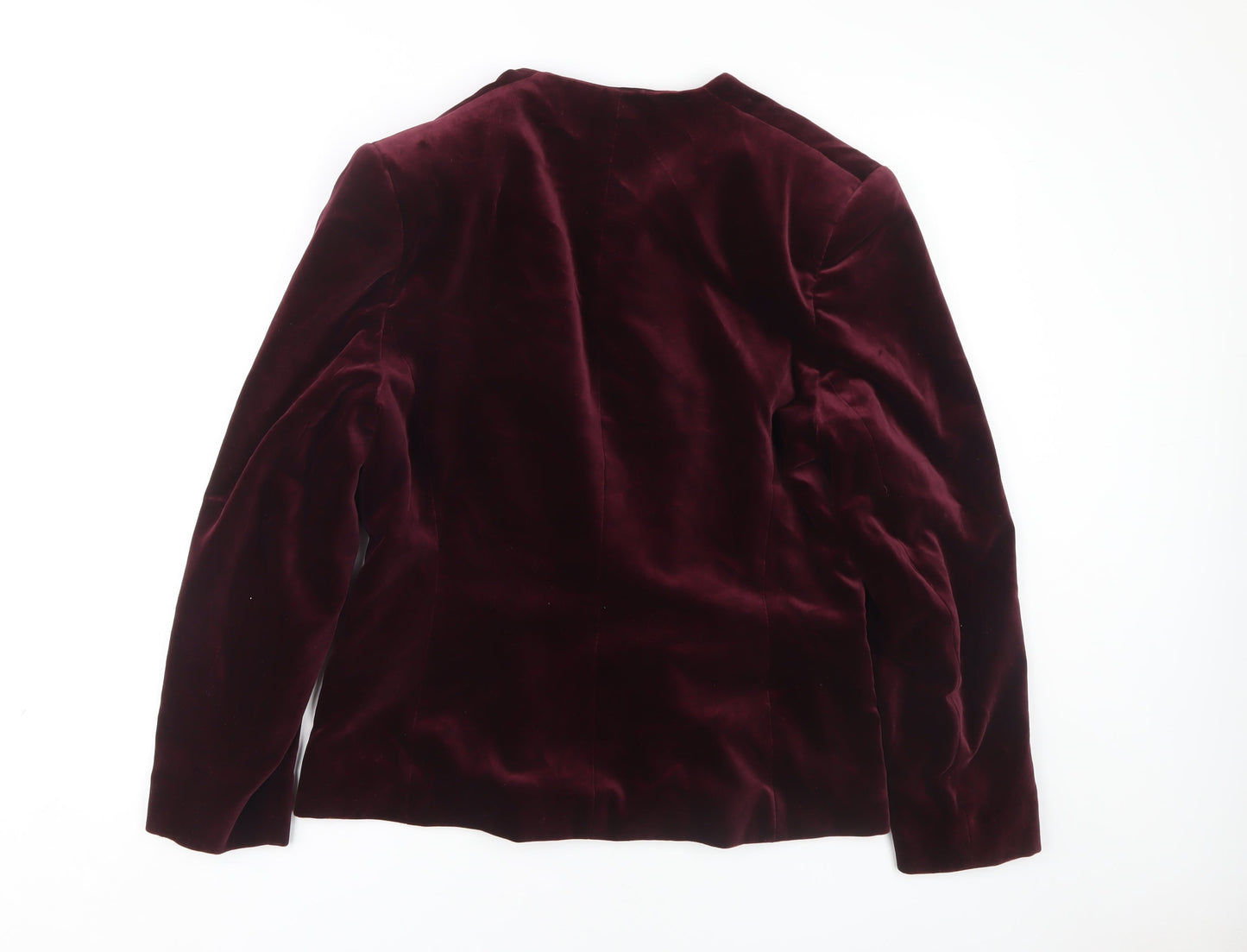 Alexon Women Burgundy Velvet Blazer Button Long Sleeve