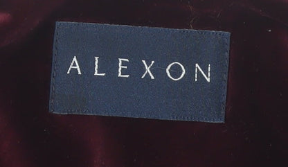 Alexon Women Burgundy Velvet Blazer Button Long Sleeve