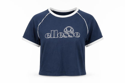 Womens UK Size 6 ellesse Blue Ringer T-Shirt