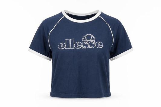 Womens UK Size 6 ellesse Blue Ringer T-Shirt