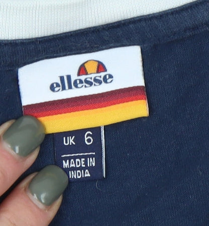 Womens UK Size 6 ellesse Blue Ringer T-Shirt