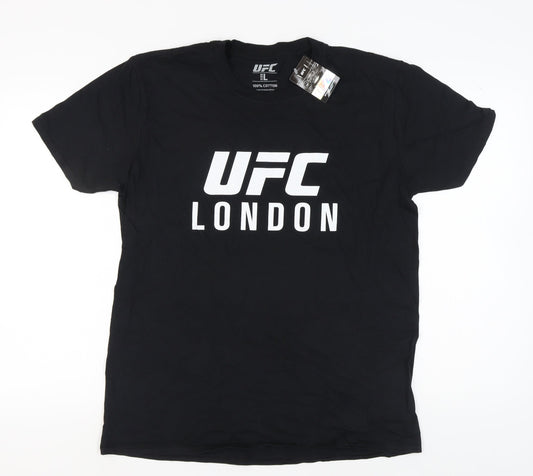 UFC Men's Black Cotton London Graphic T-Shirt Size L