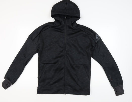 Adidas Men's Black Full Zip Hoodie, Size M