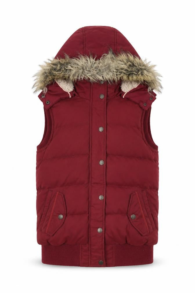 Fat Face Women's Red Hooded Puffer Waistcoat Size 10