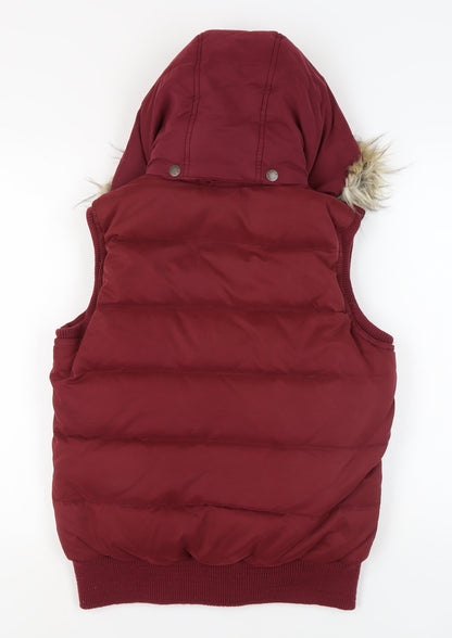 Fat Face Women's Red Hooded Puffer Waistcoat Size 10