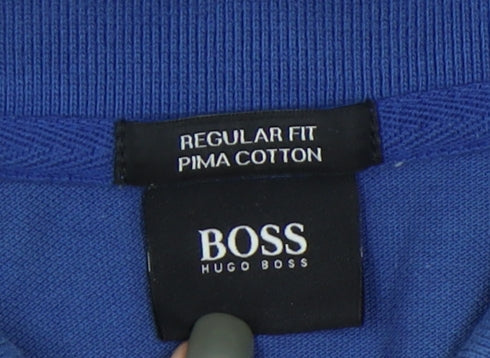 Hugo Boss Men's Blue Polo Shirt, Size M, Casual Style