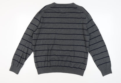 Tommy Hilfiger Men's Grey XL Striped Pullover Jumper
