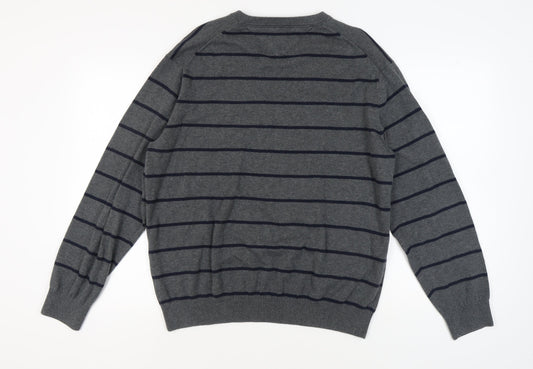 Tommy Hilfiger Men's Grey XL Striped Pullover Jumper