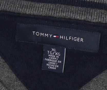Tommy Hilfiger Men's Grey XL Striped Pullover Jumper