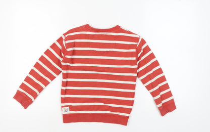 FatFace Girls Red Striped Pullover Sweatshirt 7-8 Years